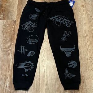 Ultra Game mens NBA official super soft multi team jogger sweatpants Black Large